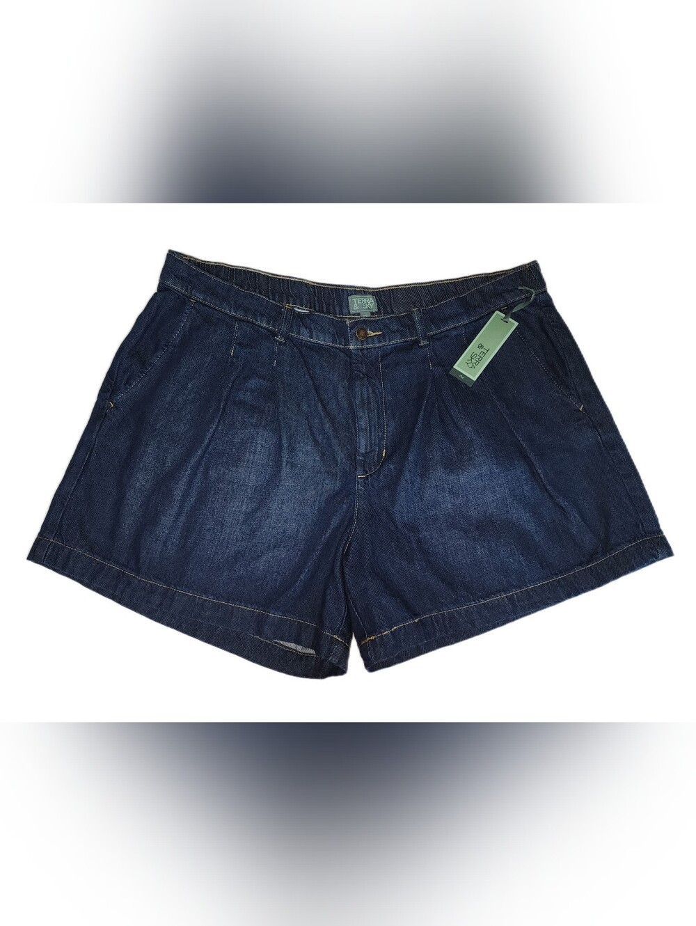 Terra & Sky Women's Plus Size Drapey Denim Shorts, Sizes 18W